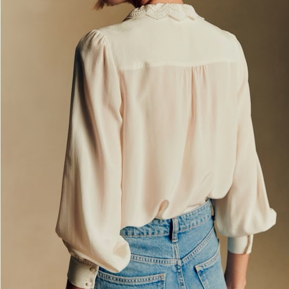 NWT Sézane Chlo Silk Button-Down Blouse - Picture 3 of 6